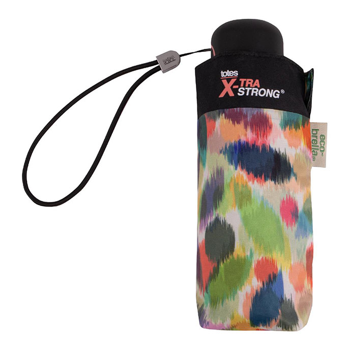 totes ECO-BRELLA® X-TRA STRONG Mini Ikat Daubs Print Umbrella (5 Section) Extra Image 2